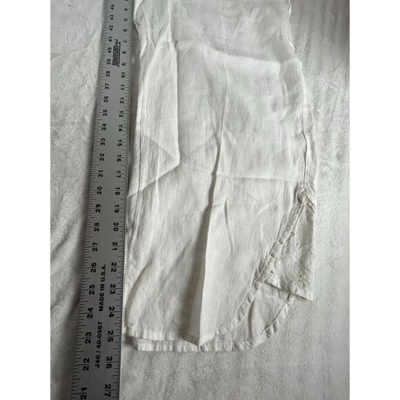 Rachel Zoe Womens White Linen Wide-Leg Pants Small Elastic Waist Pull-On Casual - Picture 9 of 9